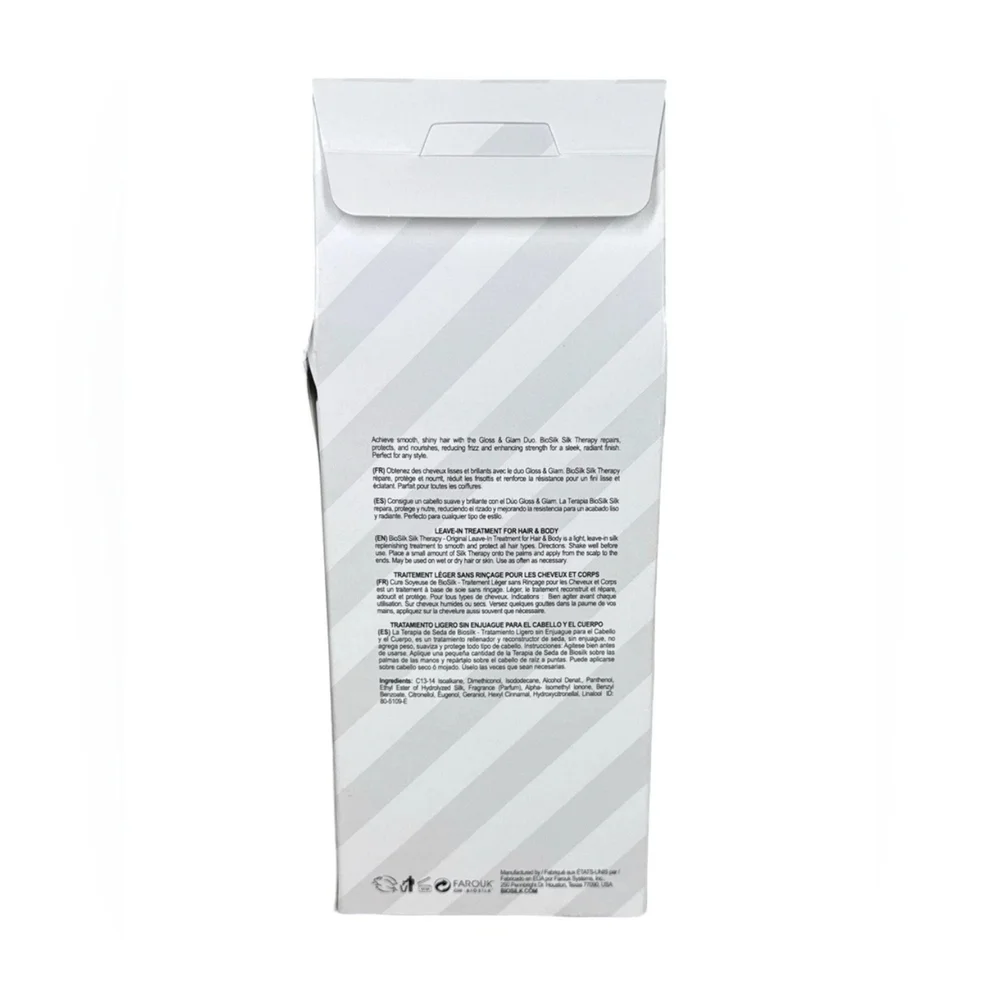 BioSilk Silk Therapy Gloss & Glam Duo Leave-In Treatment Hair & Body Set Of2 NIB - Picture 2 of 3